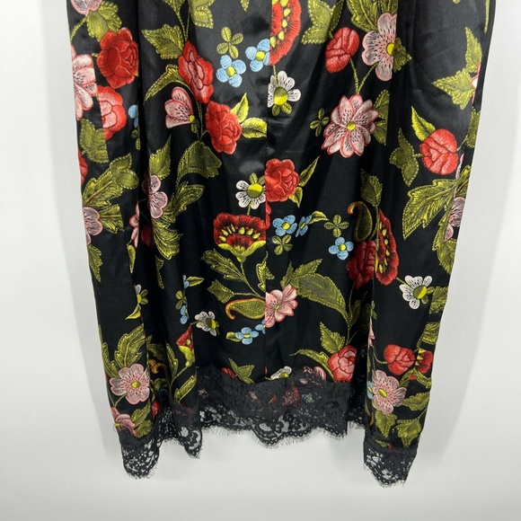 JustFab Slip Dress Satin Floral Lace Trim - Picture 11 of 11